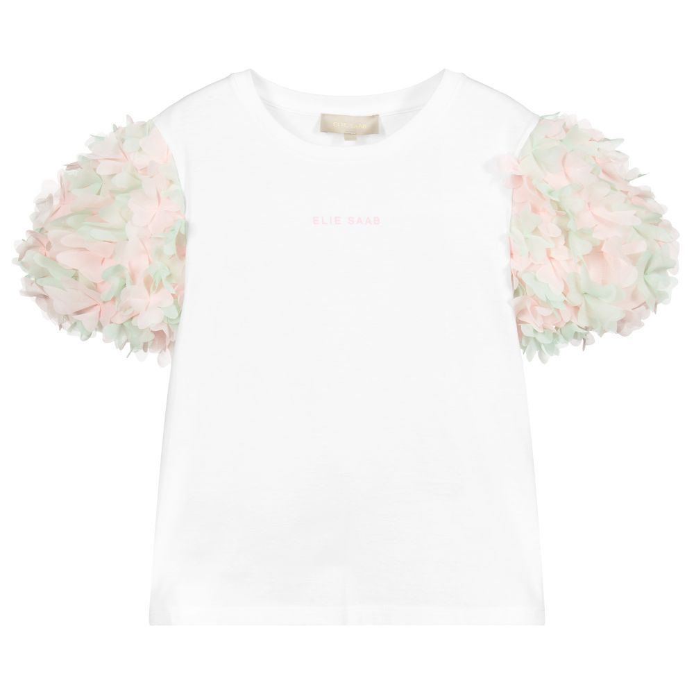 Elie Saab - Teen Girls White Cotton T-Shirt  | Childrensalon