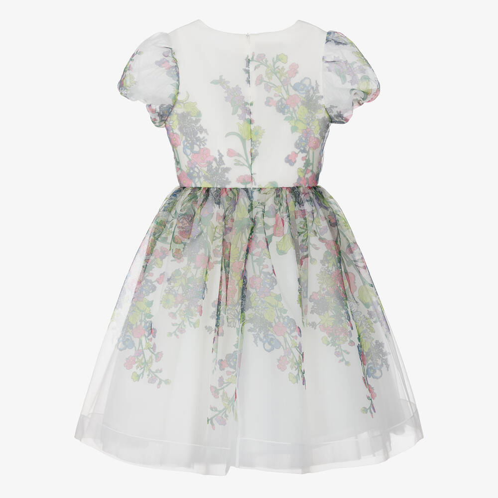 Elie Saab-Teen Girls White Floral Organza Dress | Childrensalon Outlet