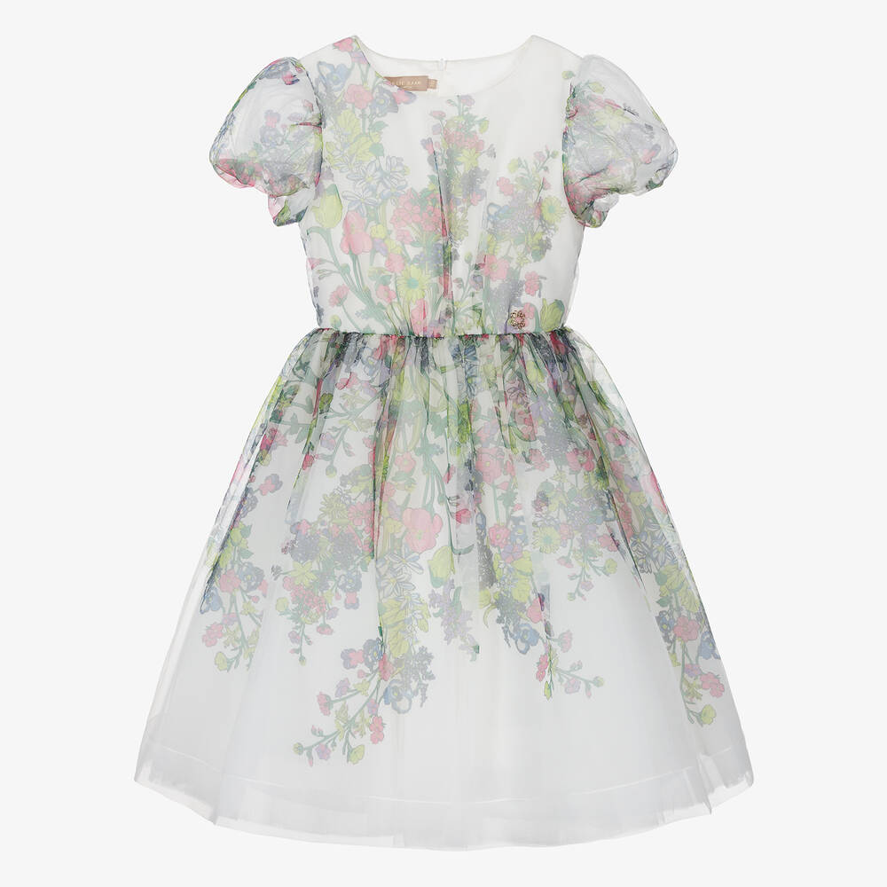 Elie Saab-Teen Girls White Floral Organza Dress | Childrensalon Outlet