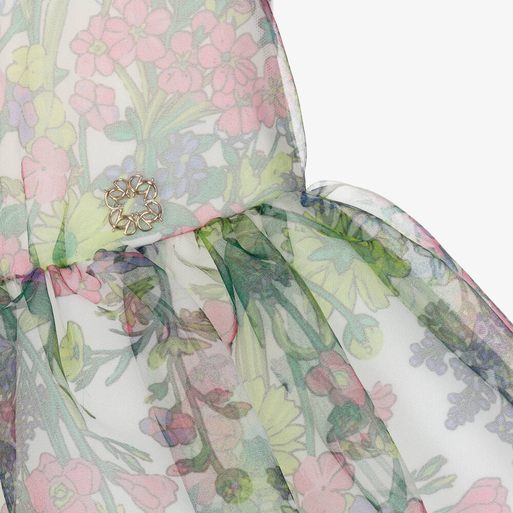 Elie Saab-Teen Girls White Floral Organza Dress | Childrensalon Outlet