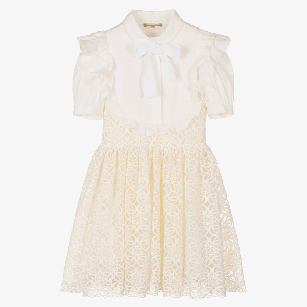 Elie Saab - Teen Ivory Monogram Dress | Childrensalon