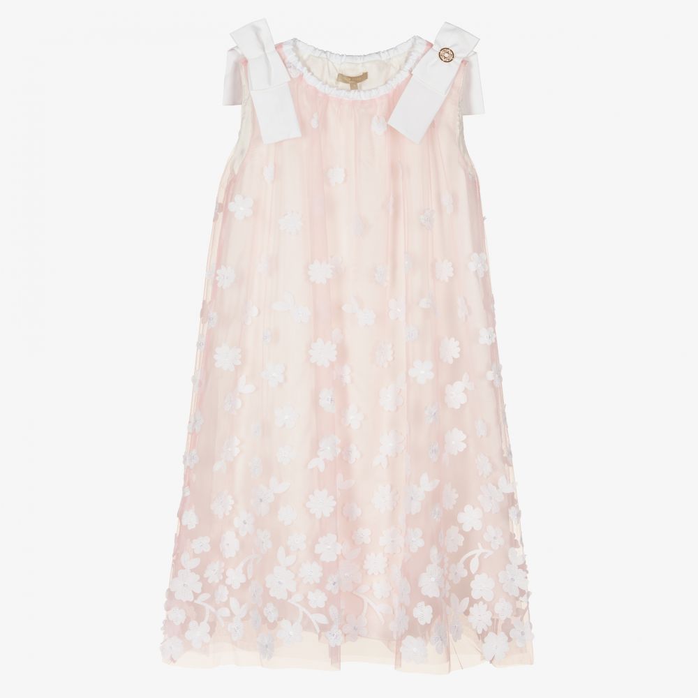 Elie Saab - Розовое платье из тюля с цветами для подростков | Childrensalon