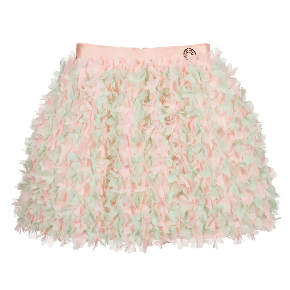 Elie Saab-Teen Pink & Green Logo Skirt | Childrensalon Outlet