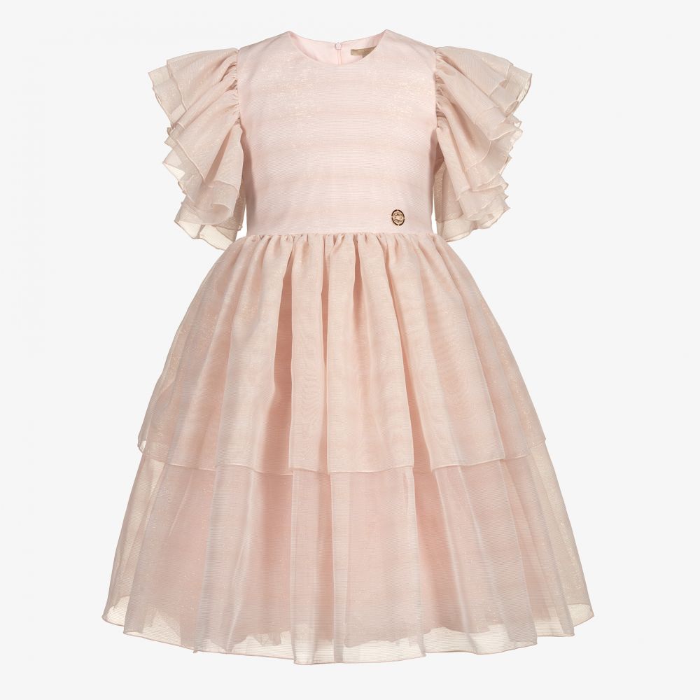 Elie Saab - Teen Pink Lurex Chiffon Dress | Childrensalon