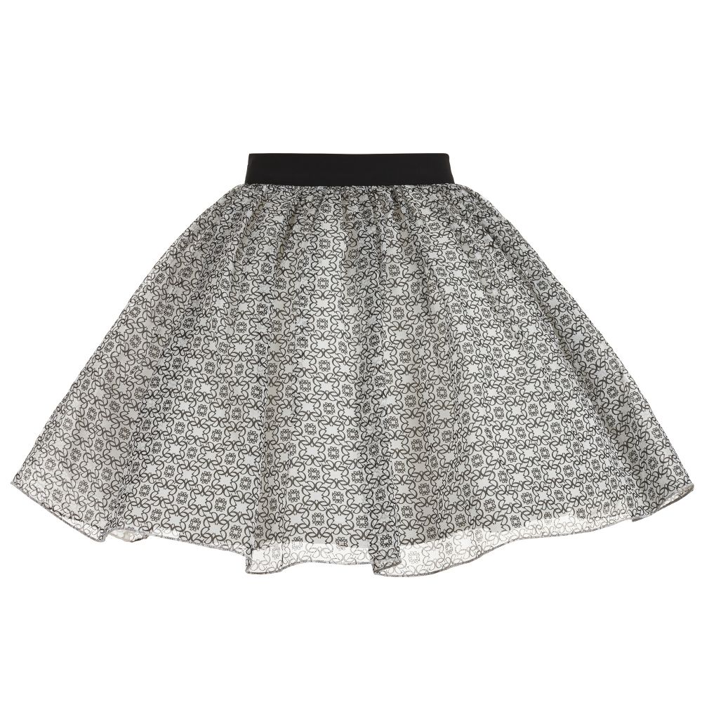 Elie Saab-Teen White & Black Logo Skirt | Childrensalon Outlet