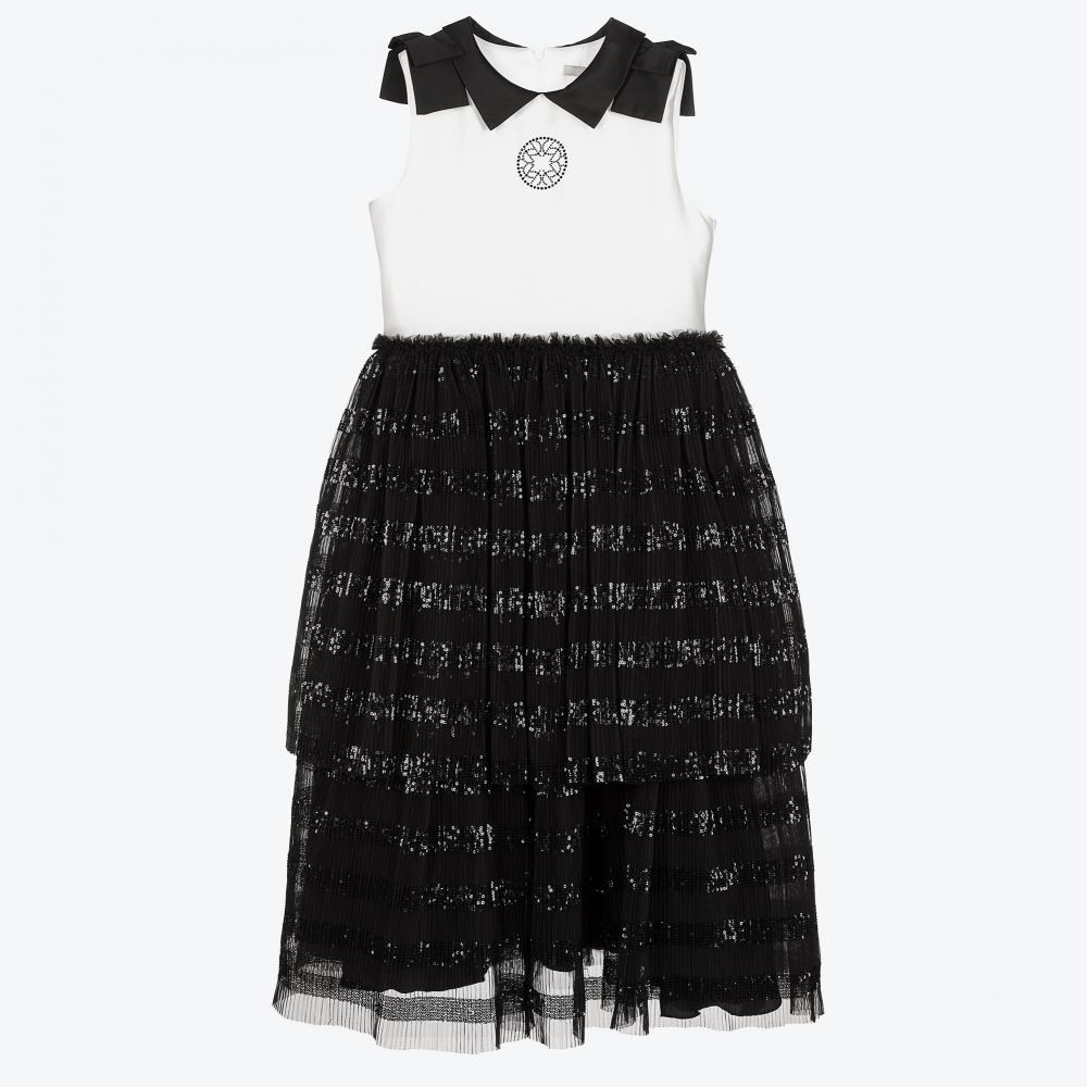 Elie Saab - Черно-белое платье с юбкой из тюля для подростков | Childrensalon