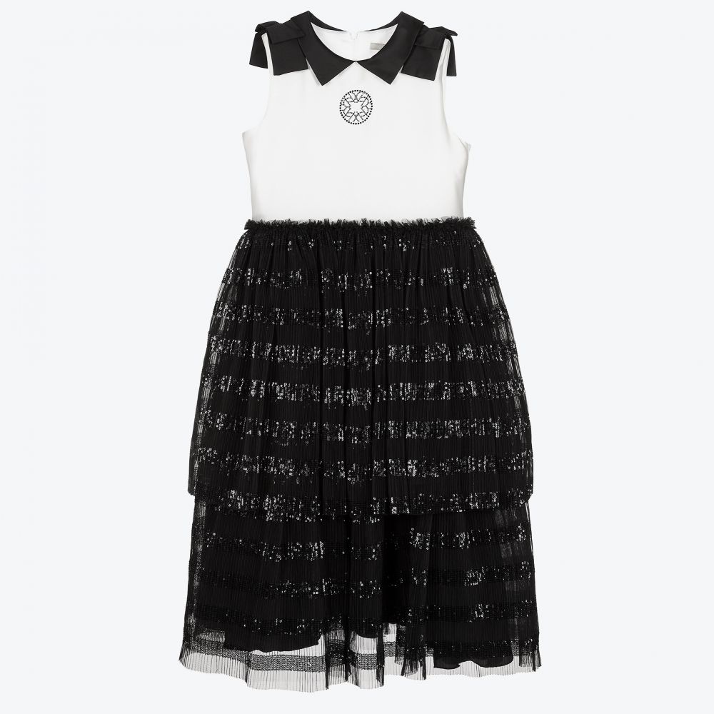 Elie Saab - Robe blanche/noire tulle Ado | Childrensalon