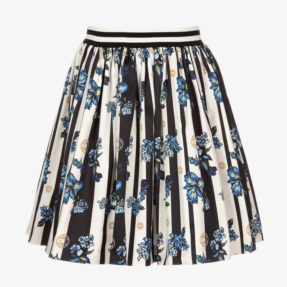 Elie Saab - Бело-синяя юбка с цветами для подростков | Childrensalon