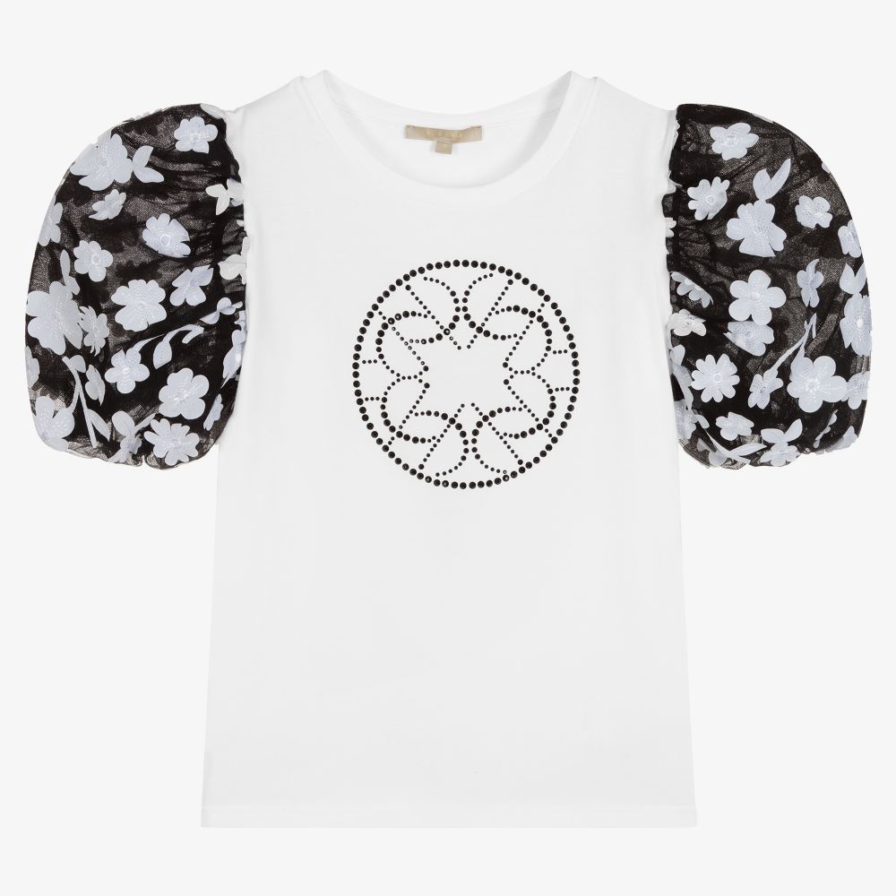 Elie Saab-Teen White Floral T-Shirt | Childrensalon Outlet
