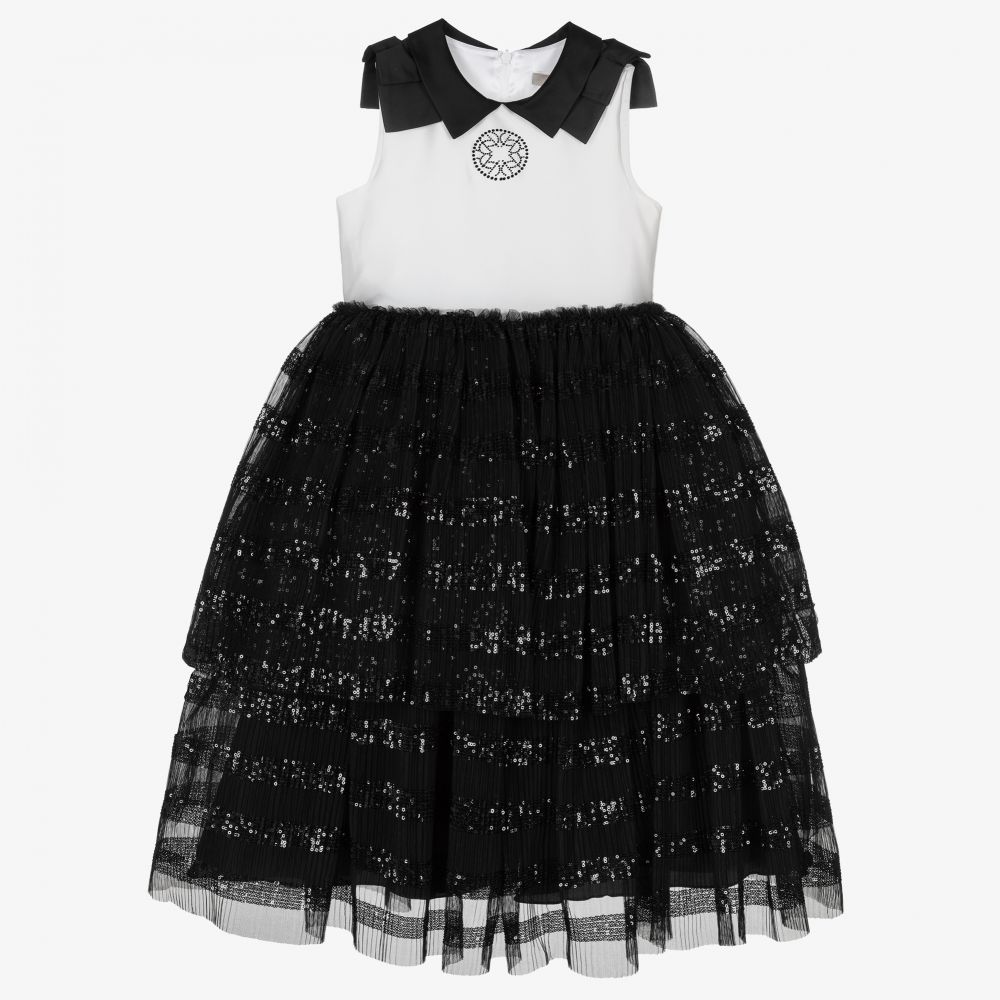 Elie Saab - White & Black Tulle Dress | Childrensalon