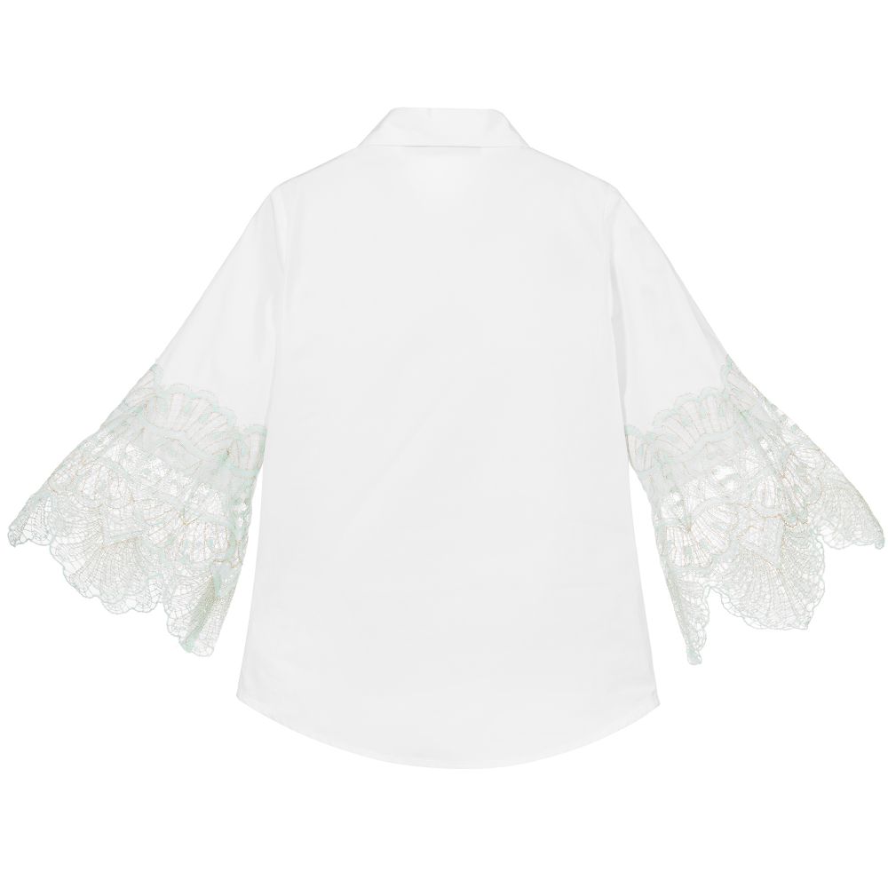 Elie Saab-White Cotton & Lace Shirt | Childrensalon Outlet