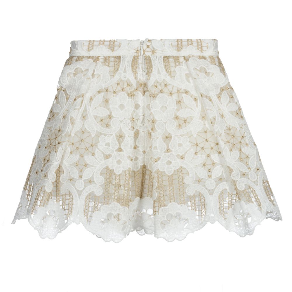 Elie Saab White Gold Lace Skirt Childrensalon Outlet
