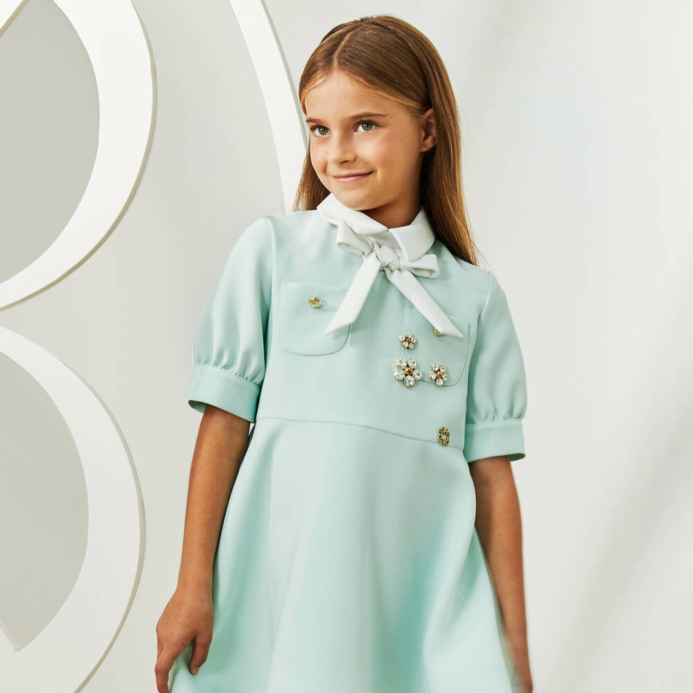 Elie Saab-Youthful Emerald Embellished Bow Dress | Childrensalon Outlet