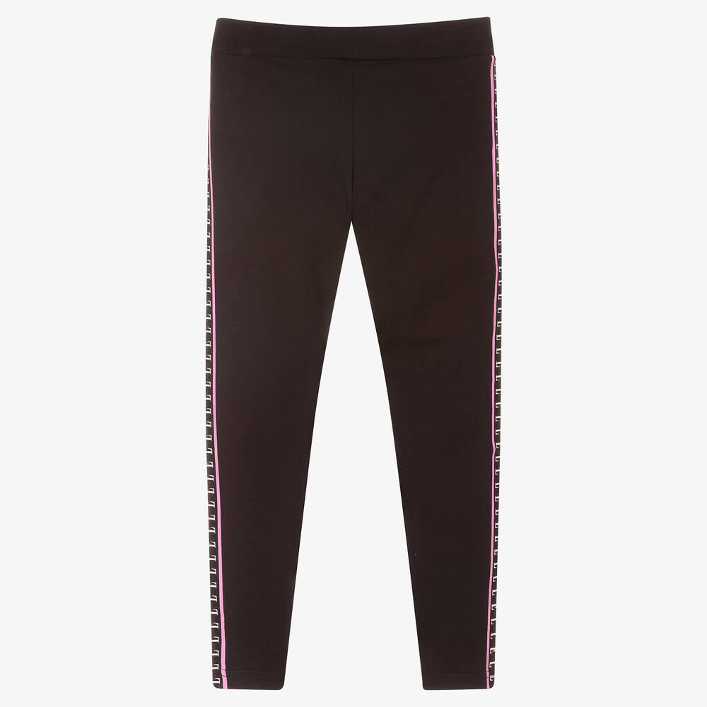Elle-Black Logo Cotton Leggings | Childrensalon Outlet