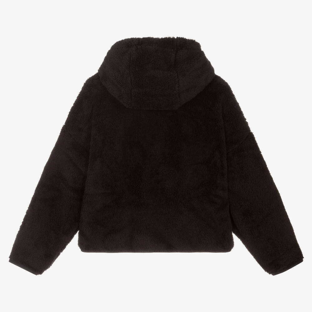 Elle-Black Logo Faux Fur Zip-Up Top | Childrensalon Outlet