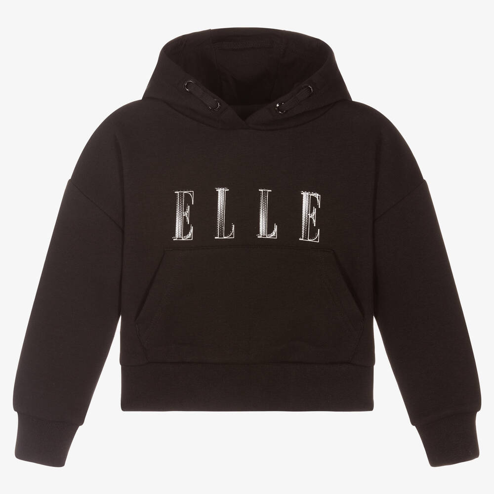 Elle - Girls Black Cotton Hoodie | Childrensalon