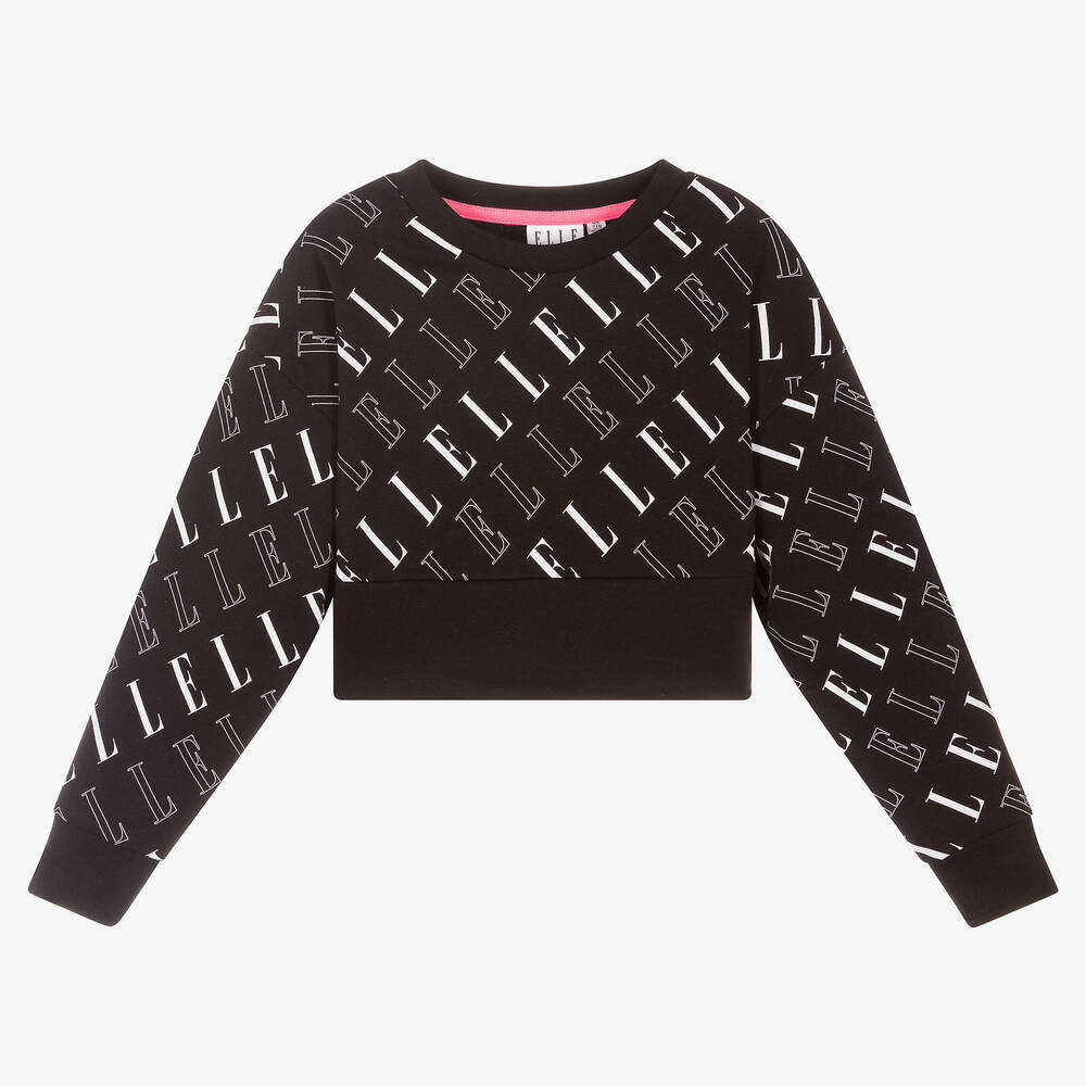 Elle - Girls Black Cotton Sweatshirt | Childrensalon