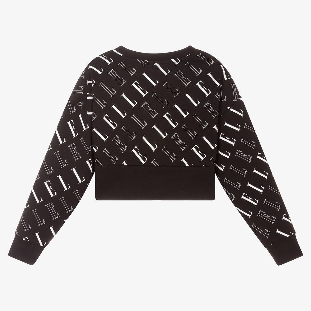 إيل-Girls Black Cotton Sweatshirt | Childrensalon Outlet