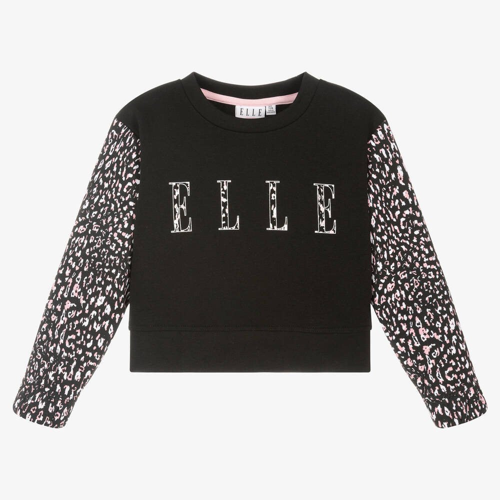 Elle Girls Black Cotton Sweatshirt Childrensalon Outlet