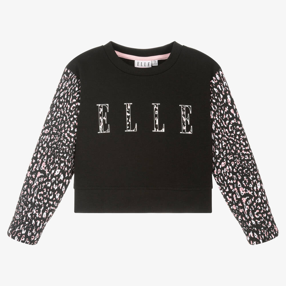 Elle - Girls Black Cotton Sweatshirt | Childrensalon