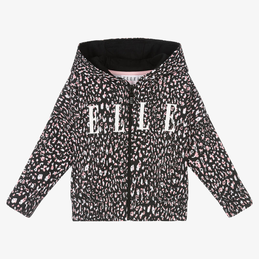 Elle - Girls Black Logo Zip-Up Hoodie | Childrensalon