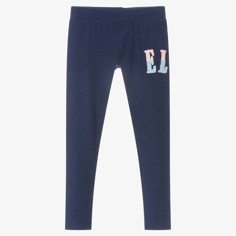 Elle - Girls Blue Cotton Leggings | Childrensalon