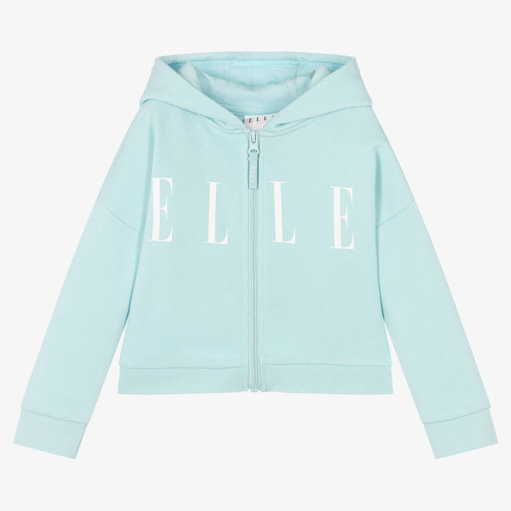 Girls Blue Jersey Zip Up Hoodie