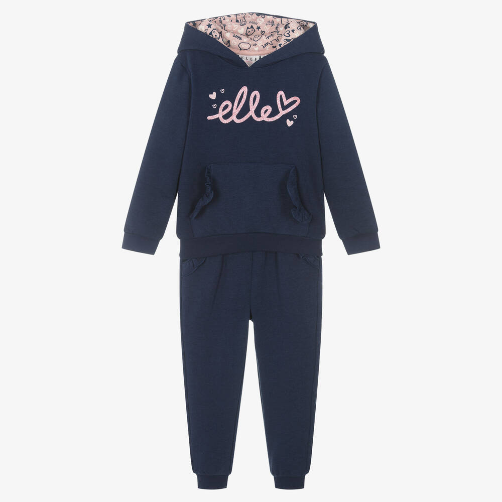 Elle - Girls Blue Logo Tracksuit | Childrensalon