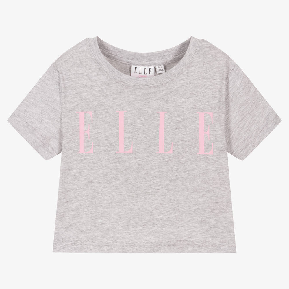 Elle - Girls Grey Cotton Logo T-Shirt | Childrensalon