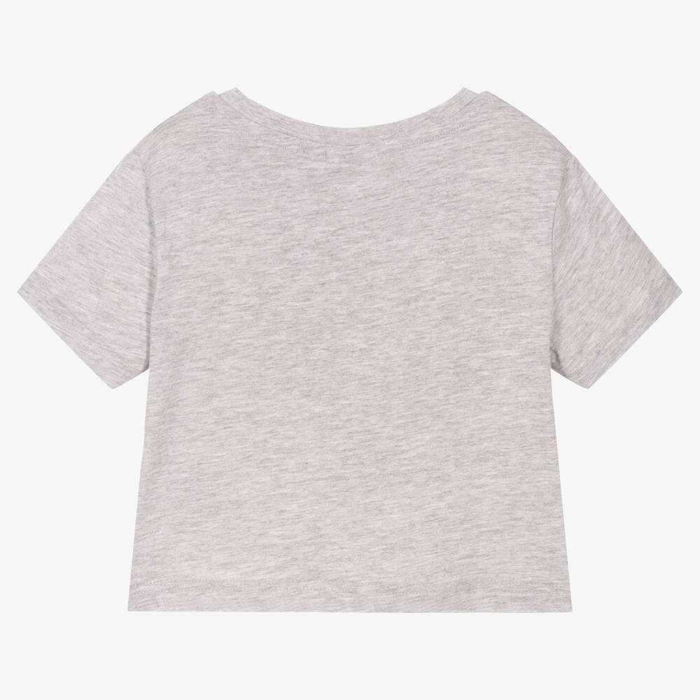 إيل-Girls Grey Cotton Logo T-Shirt | Childrensalon Outlet