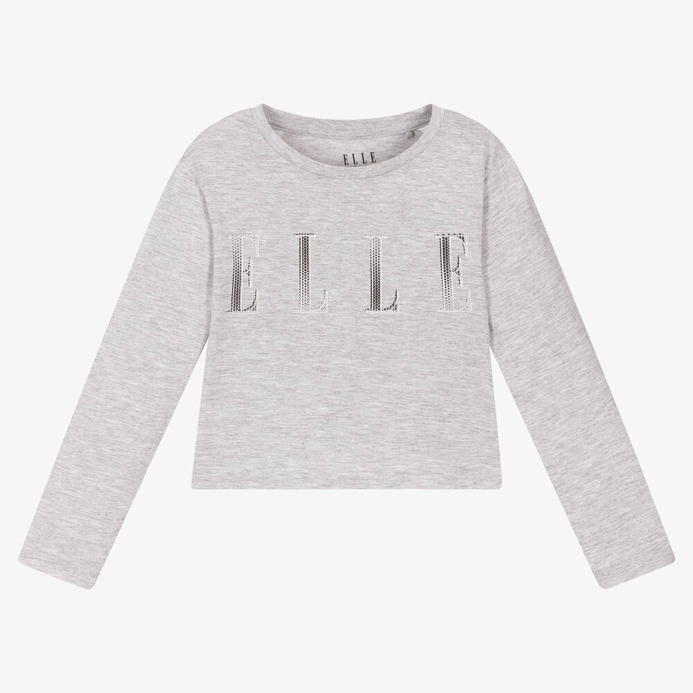 Elle - Girls Grey Cotton Top | Childrensalon