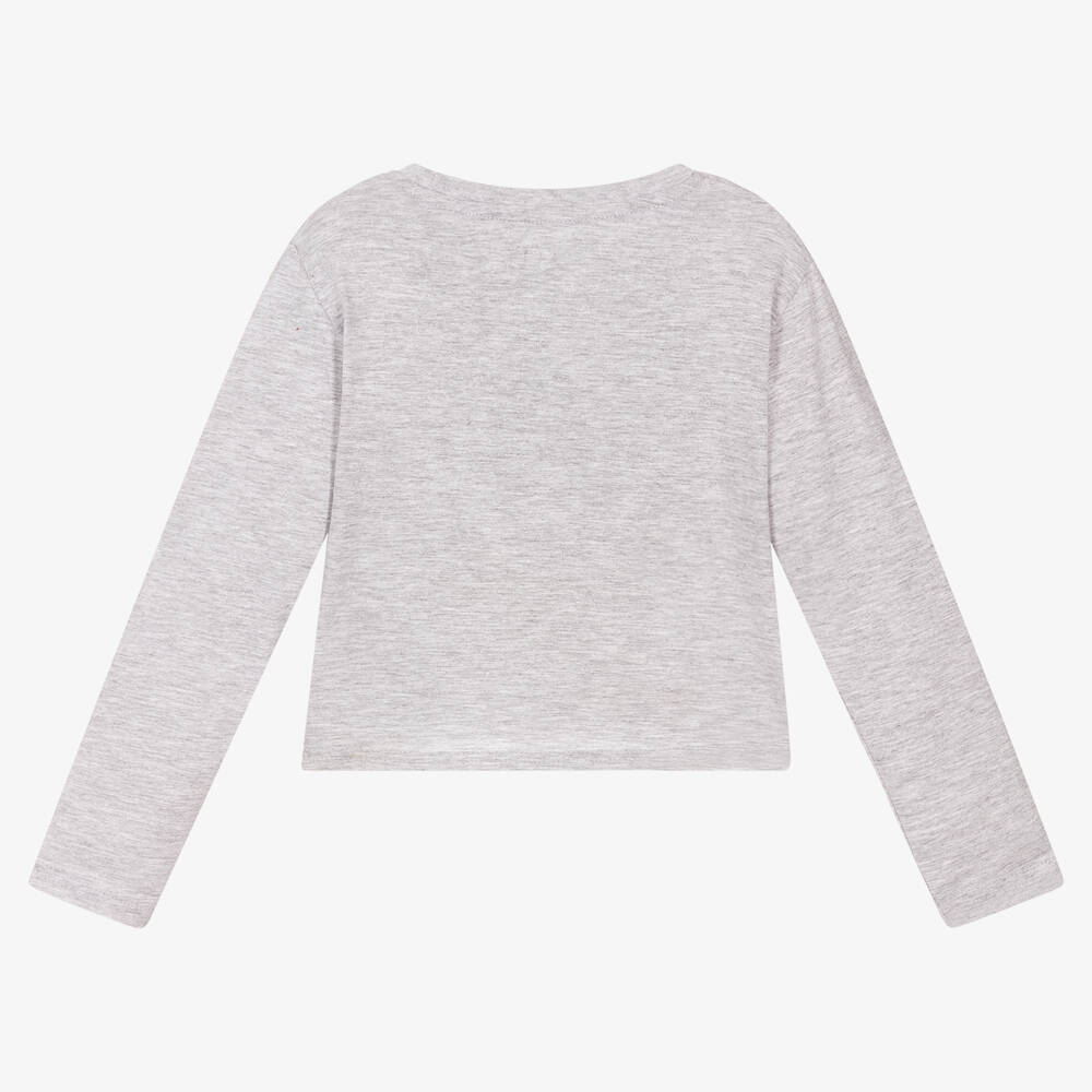 إيل-Girls Grey Cotton Top | Childrensalon Outlet