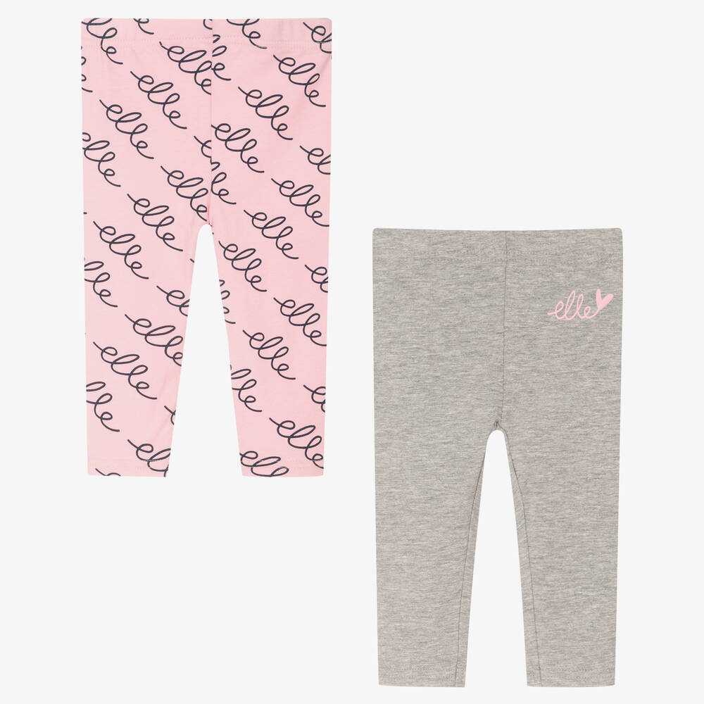 Elle - Girls Grey & Pink Leggings Set | Childrensalon