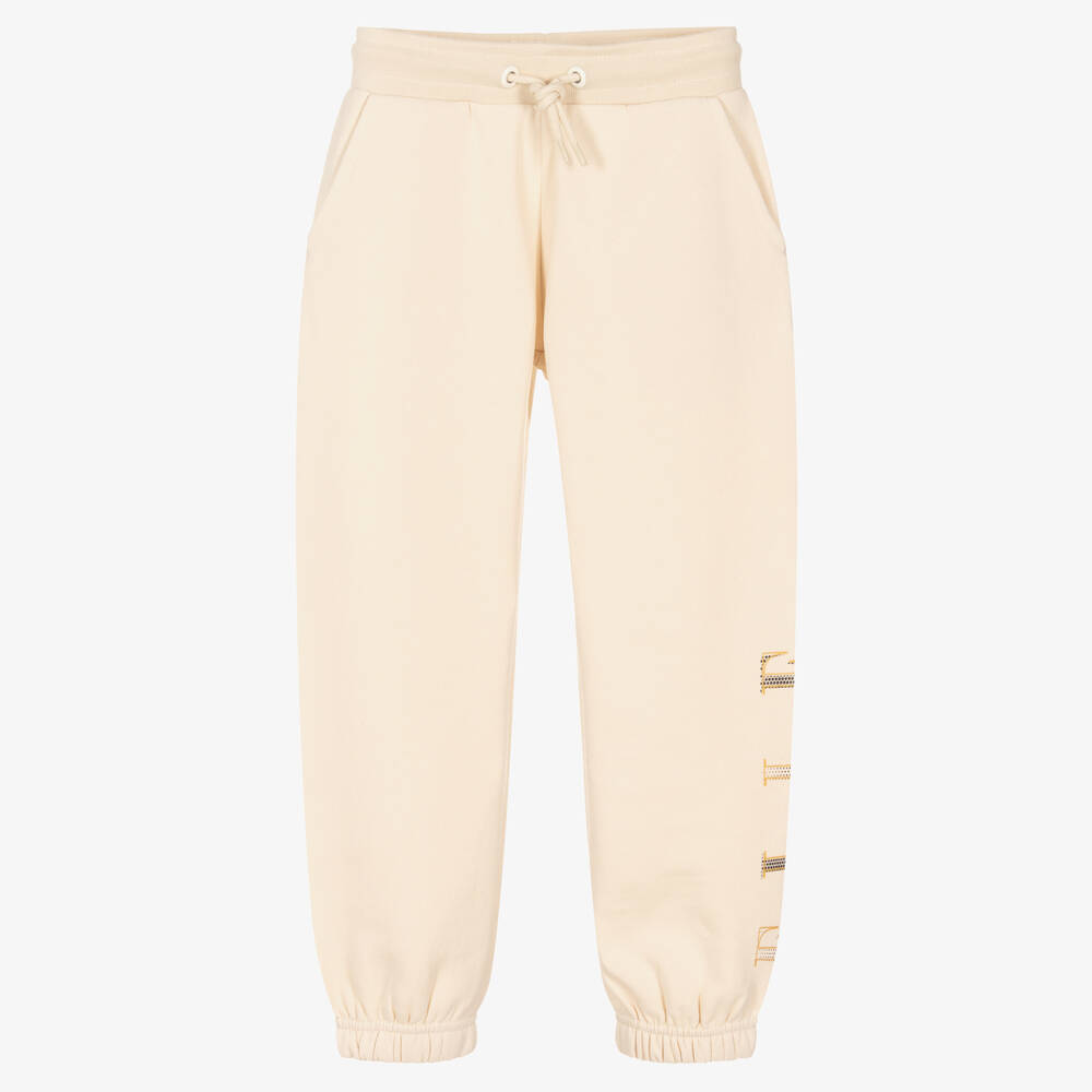 Elle - Girls Ivory Logo Joggers | Childrensalon