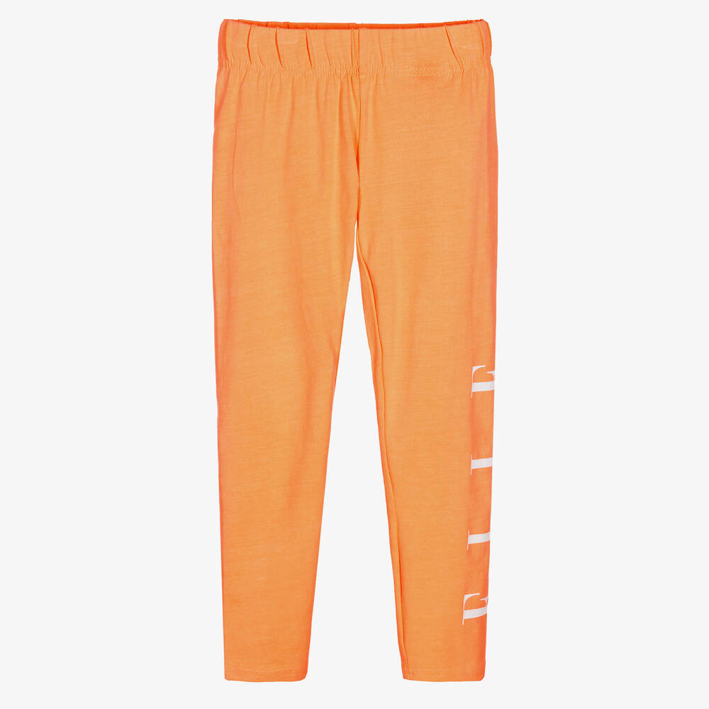 Elle - Girls Orange Cotton Leggings | Childrensalon