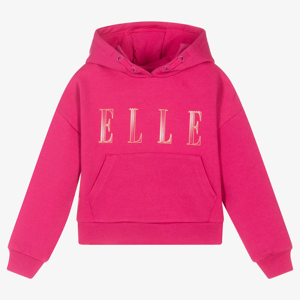 Elle - Girls Pink Cotton Hoodie | Childrensalon