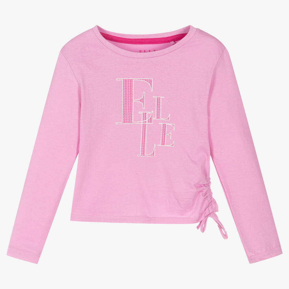 Elle-Girls Pink Cotton Logo Top | Childrensalon Outlet
