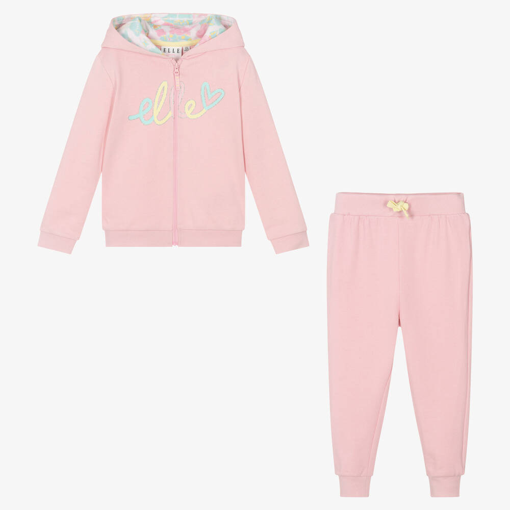 إيل-Girls Pink Cotton Tracksuit | Childrensalon Outlet