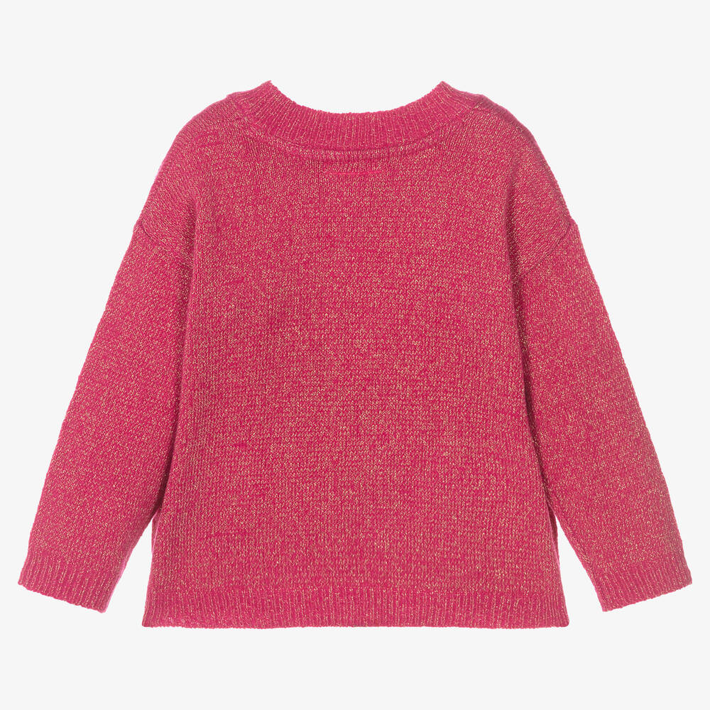 إيل-Girls Pink & Gold Logo Jumper | Childrensalon Outlet