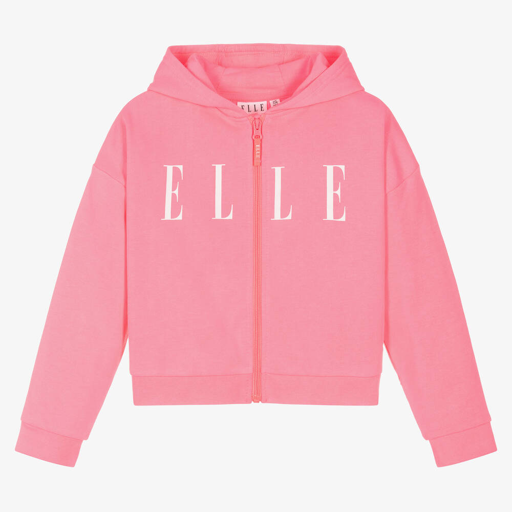 Girls pink zip hoodie clearance