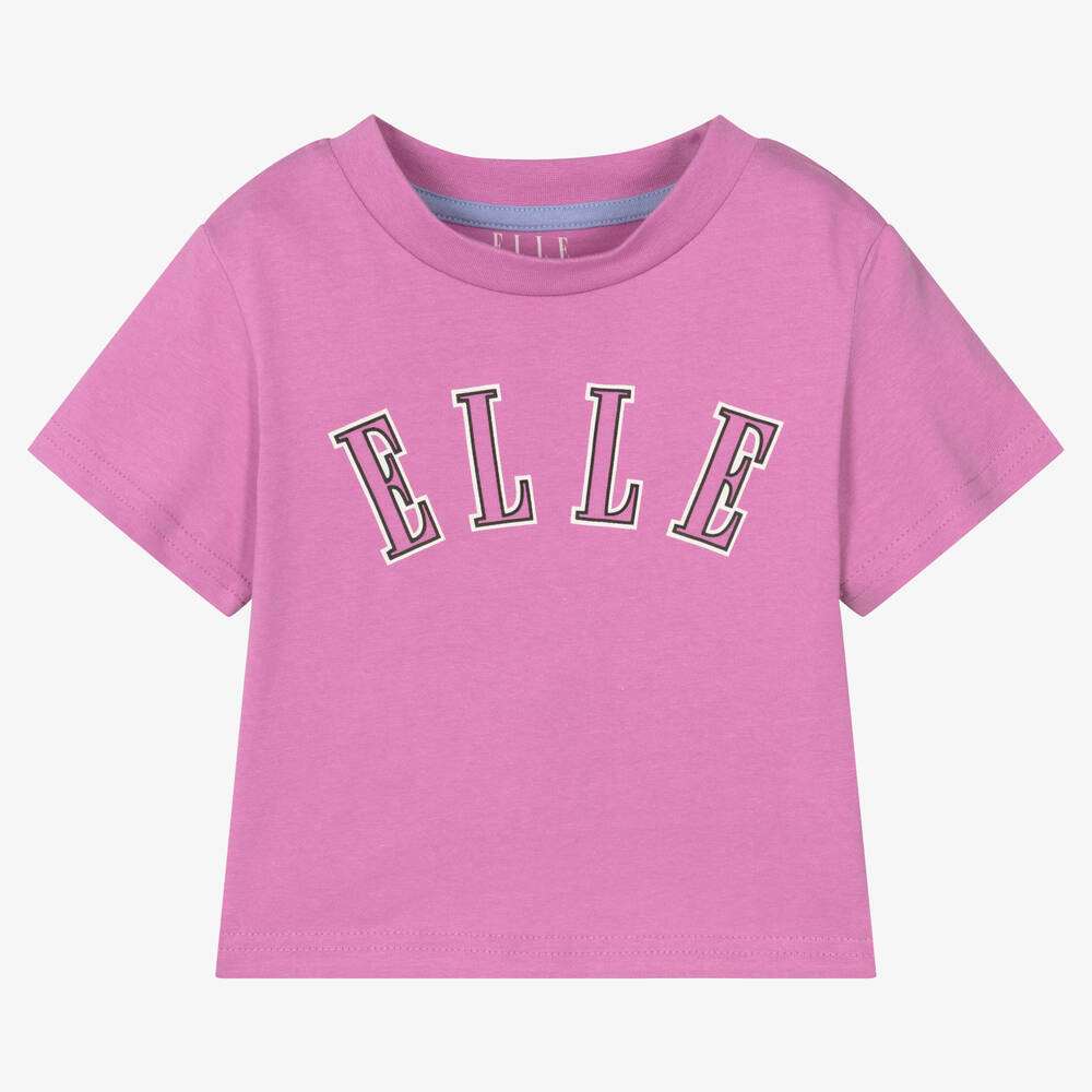 Elle - Girls Violet Cotton Logo T-Shirt | Childrensalon