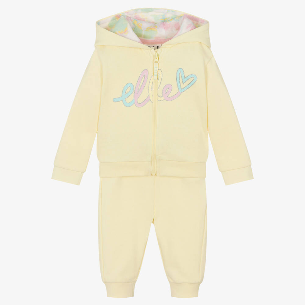 Elle - Girls Yellow Cotton Tracksuit | Childrensalon