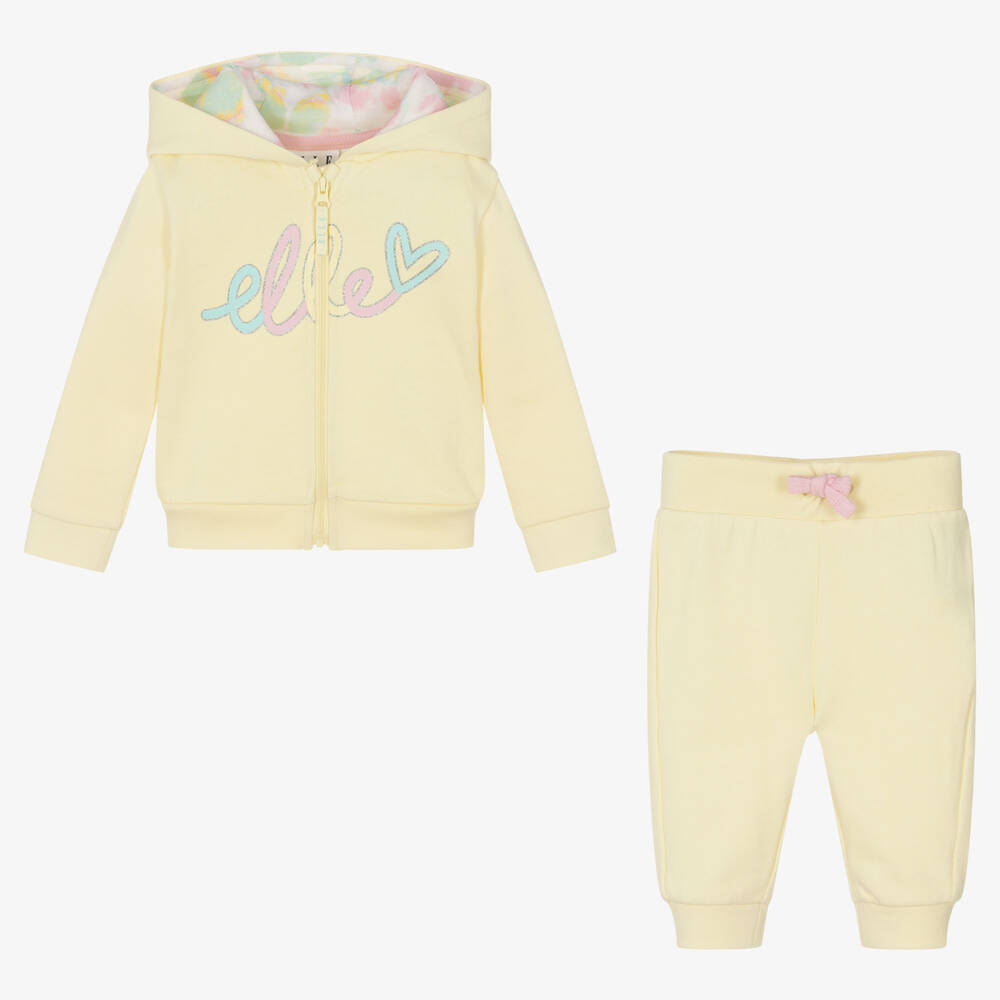 إيل-Girls Yellow Cotton Tracksuit | Childrensalon Outlet