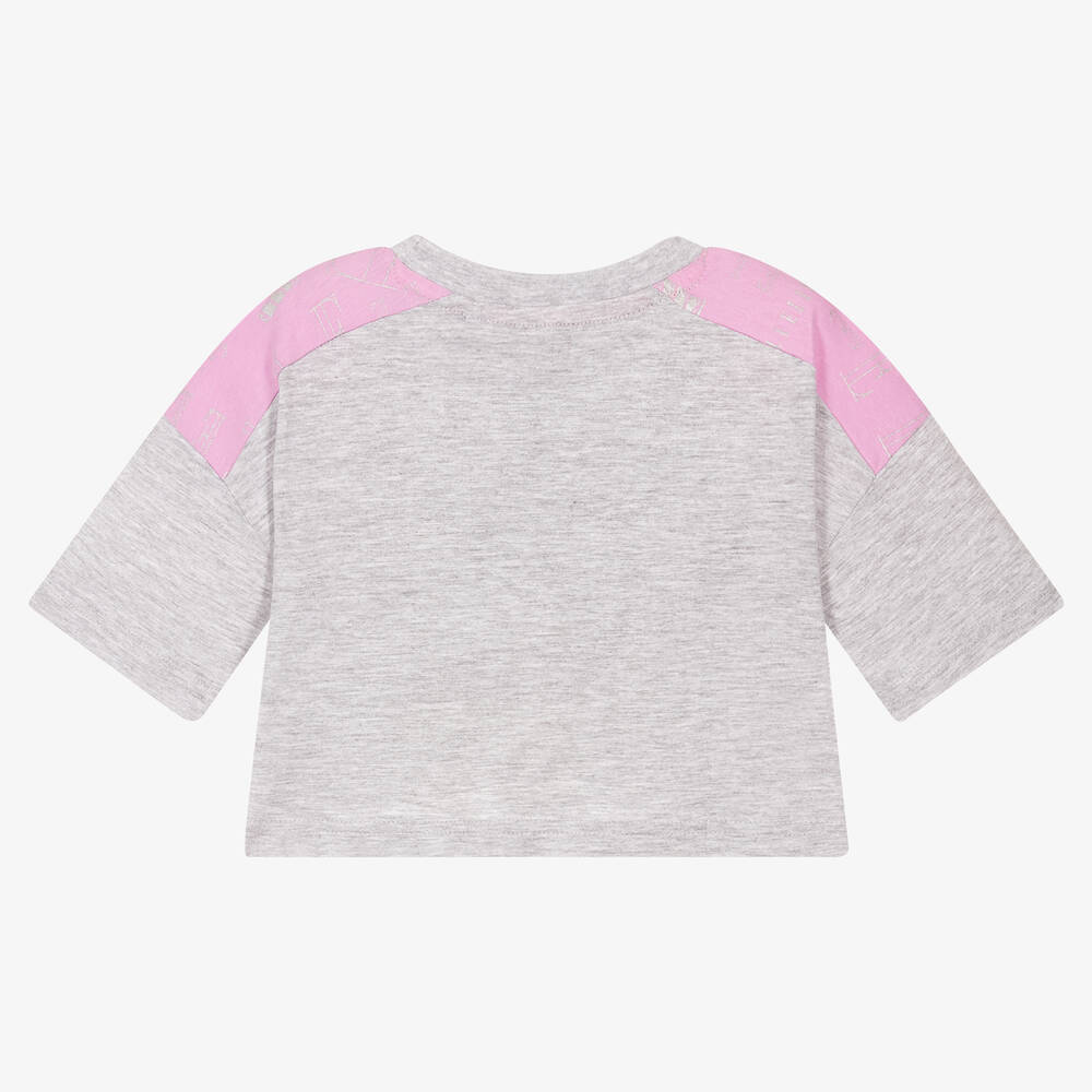 Elle-Grey Cotton Logo T-Shirt | Childrensalon Outlet