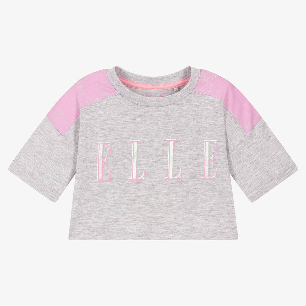 Elle - Grey Cotton Logo T-Shirt | Childrensalon