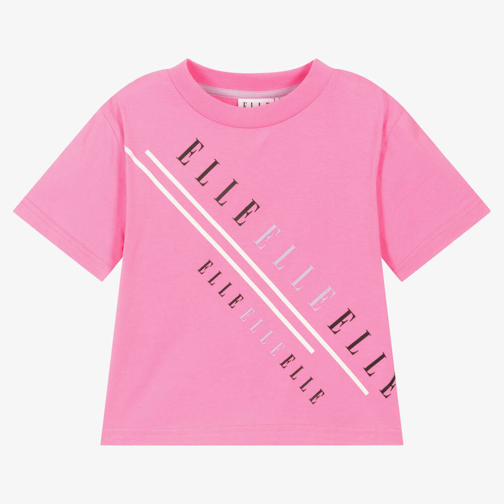 Elle - Pink Cotton Logo T-Shirt | Childrensalon