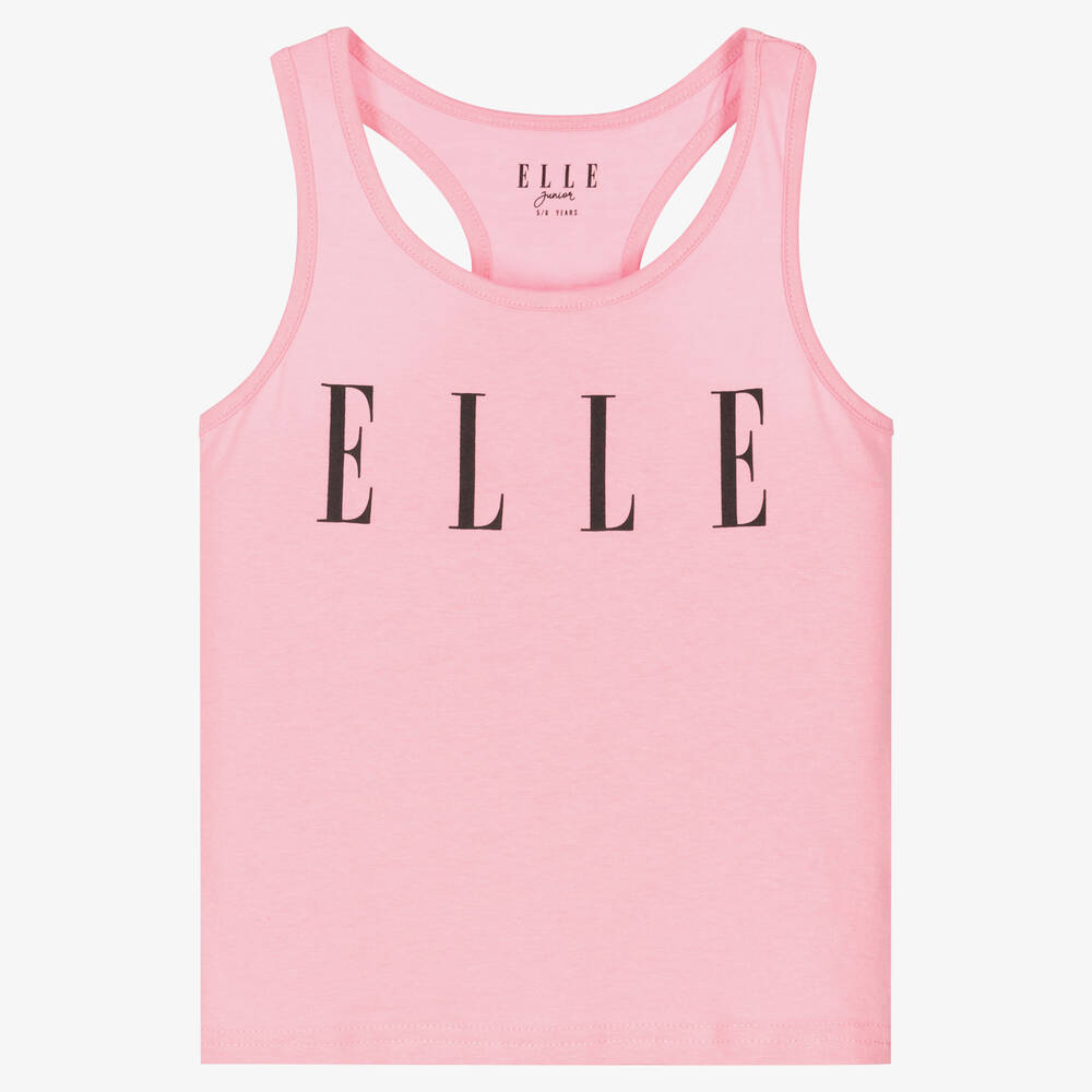 Elle-Pink Cotton Logo Vest Top | Childrensalon Outlet