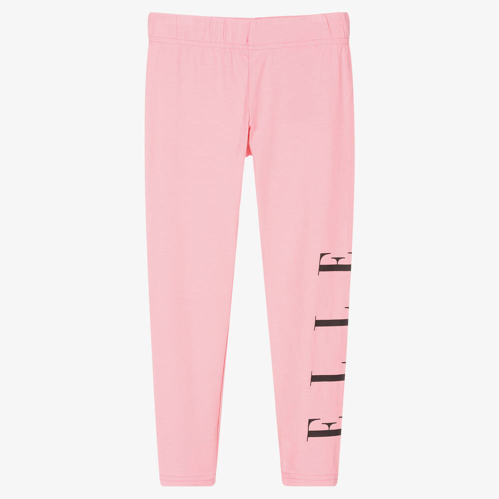 Elle - Pink Logo Cotton Leggings | Childrensalon