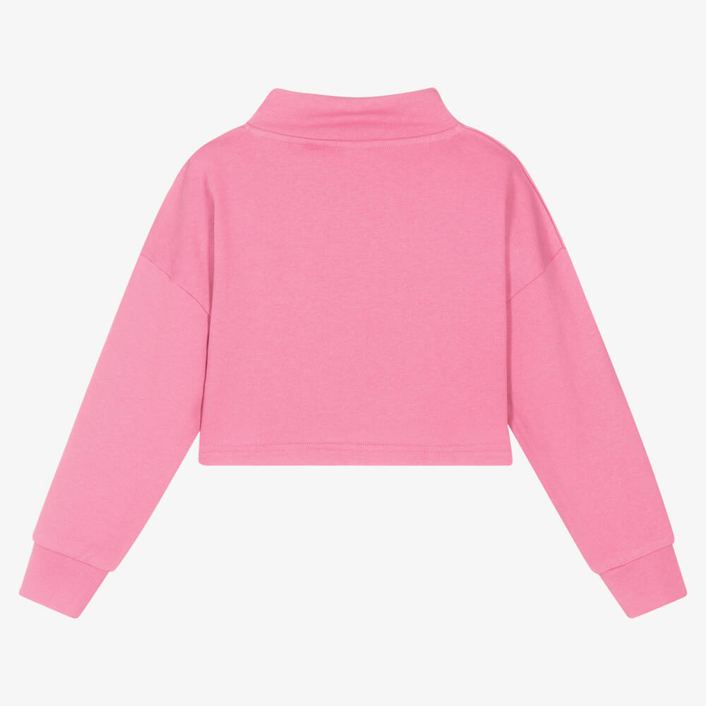 Elle-Pink Quarter-Zip Logo Sweatshirt | Childrensalon Outlet