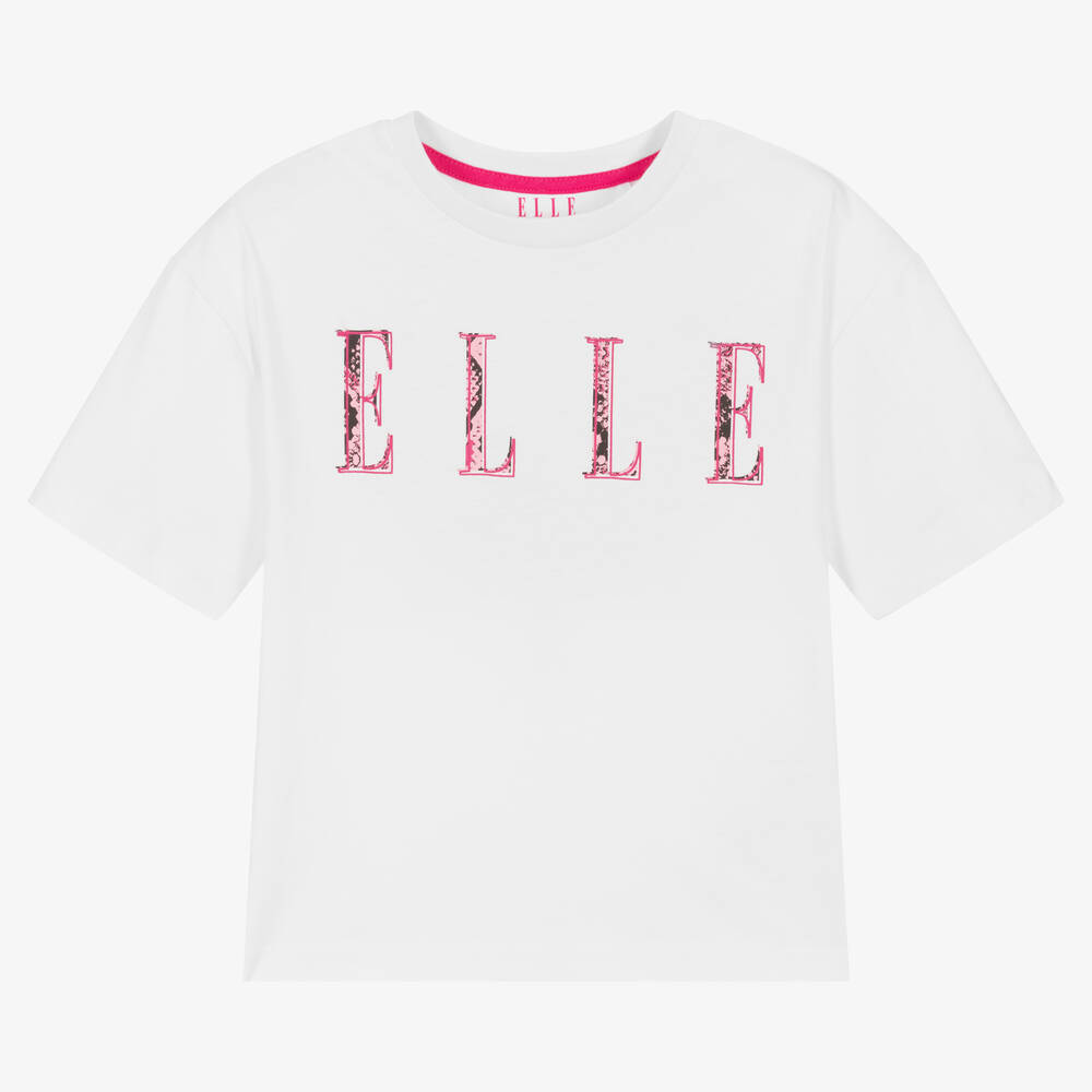 Elle - White Cotton Logo T-Shirt | Childrensalon